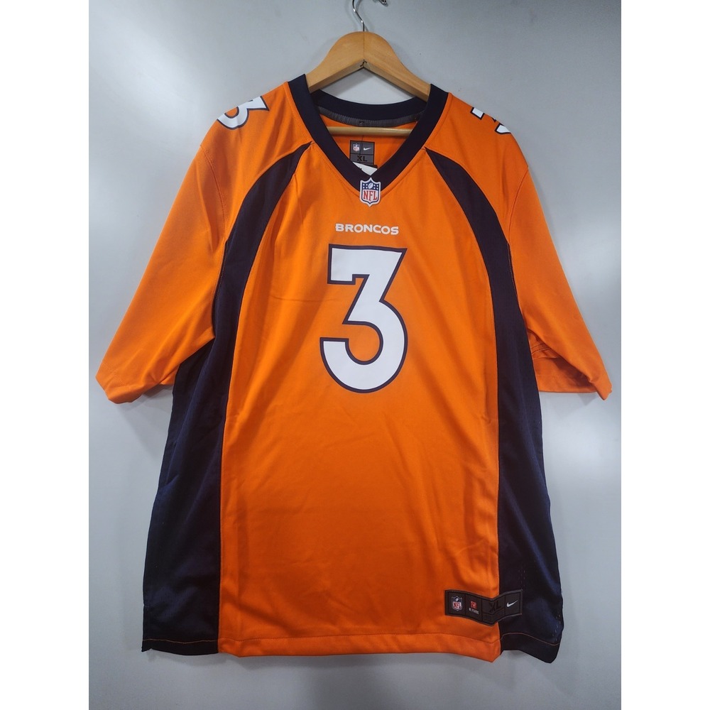 NEW! Russell Wilson #3 Denver Broncos On-Field Game NFL NIKE Jersey Orange XL